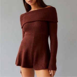 Urban Outfitters Grace Knit Off-The-Shoulder Romper Medium